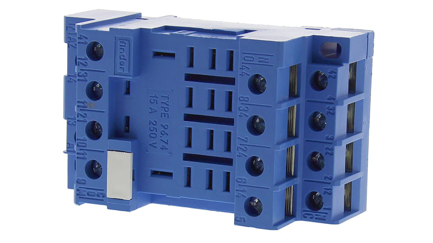 Finder 96 Relay Socket for use with 56.34 Series Relay, DIN Rail, 250V ac