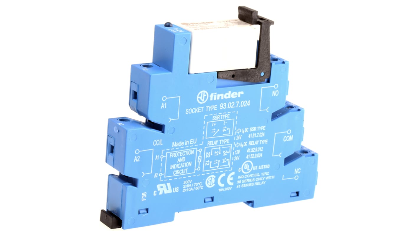 Finder  DIN Rail Mount Interface Relay, 12V dc Coil, DPDT