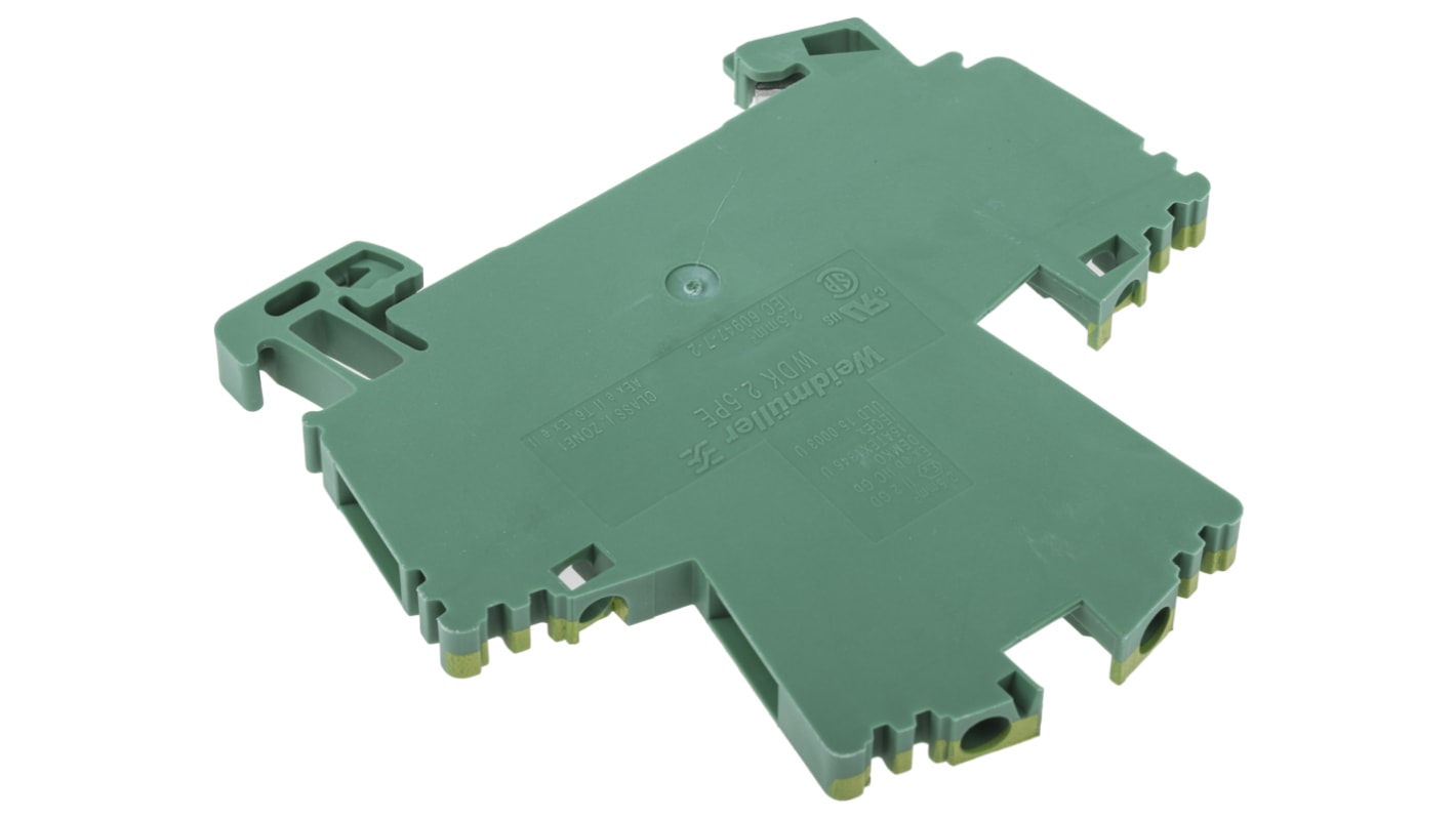 Weidmuller 4-Way WDK 2.5PE Double Deck Earth Terminal Block, 1.5 → 150mm², 26 → 12 AWG Wire, Screw Down,