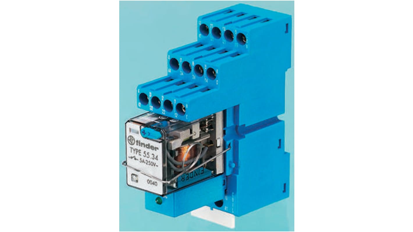 Finder  DIN Rail Mount Interface Relay, 110V ac Coil, 7A Load Current, 4PDT