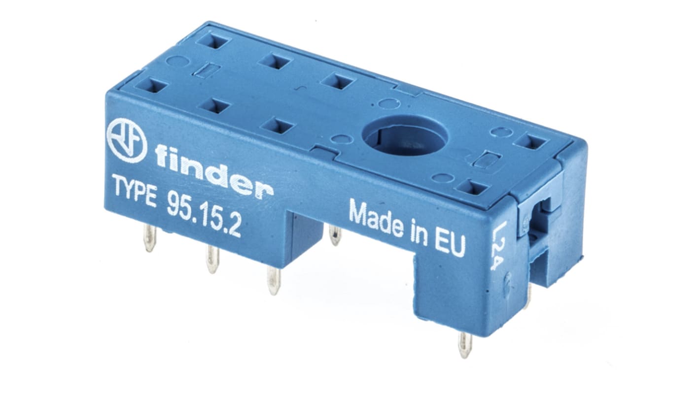 Finder 95 Relay Socket for use with 40.52, 40.61, 41.52, 41.61, 41.81, 44.52, 44.62, 40.51 Series Relay, PCB Mount,