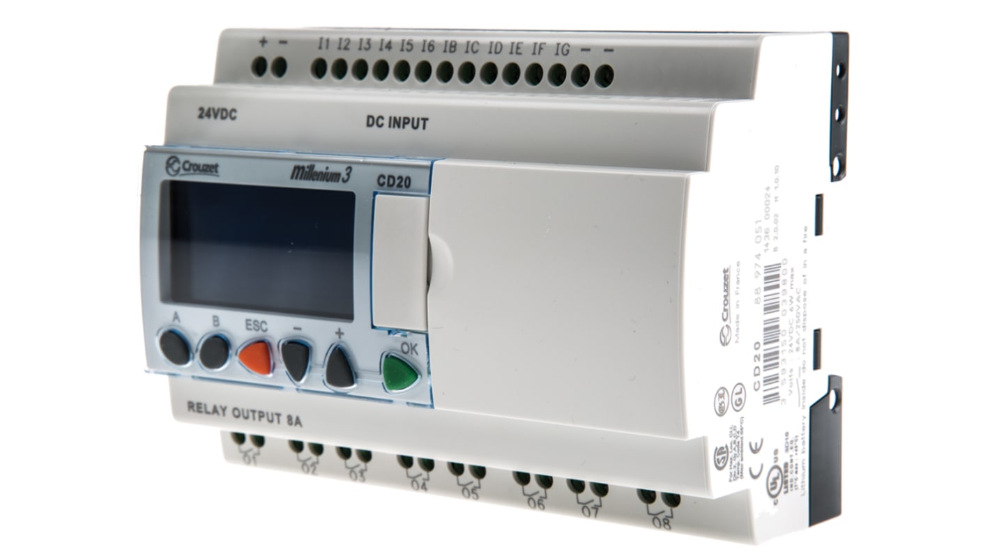 Crouzet, Millenium 3, Logic Module - 12 Inputs, 8 Outputs, Relay, Front Panel Interface