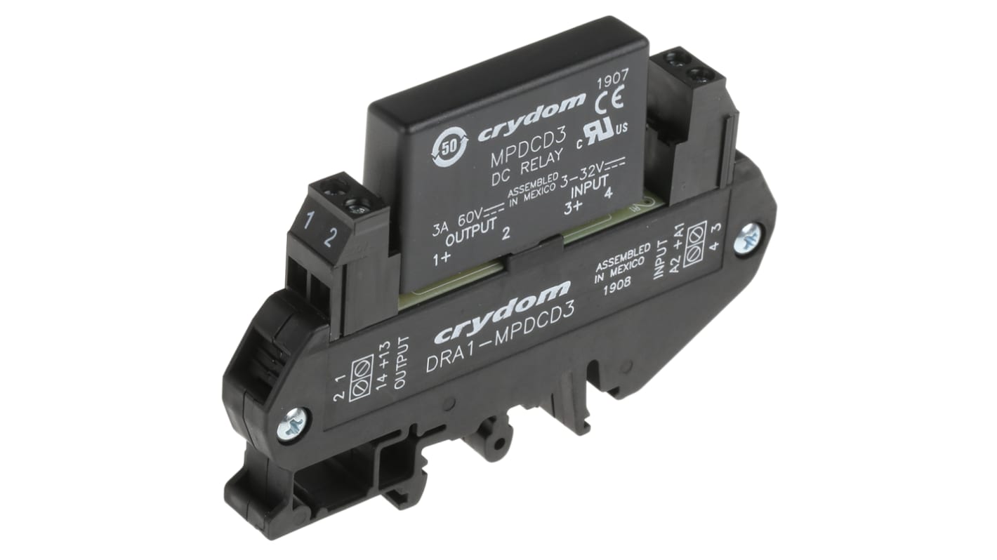 Sensata / Crydom DIN Rail Solid State Interface Relay, 3 A Max Load, 60 V Max Load, 32 V dc Max Control