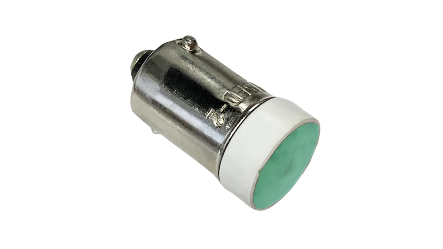 LED Indicator Lamp, BA9, Green, Multichip, 10.6mm dia., 24V