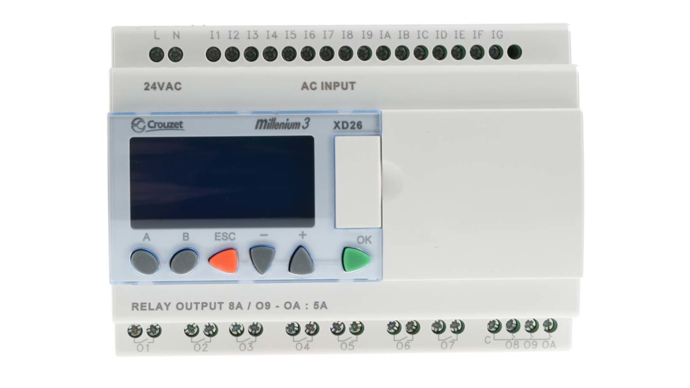 Crouzet, Millenium 3, Logic Module - 16 Inputs, 10 Outputs, Relay, Front Panel Interface