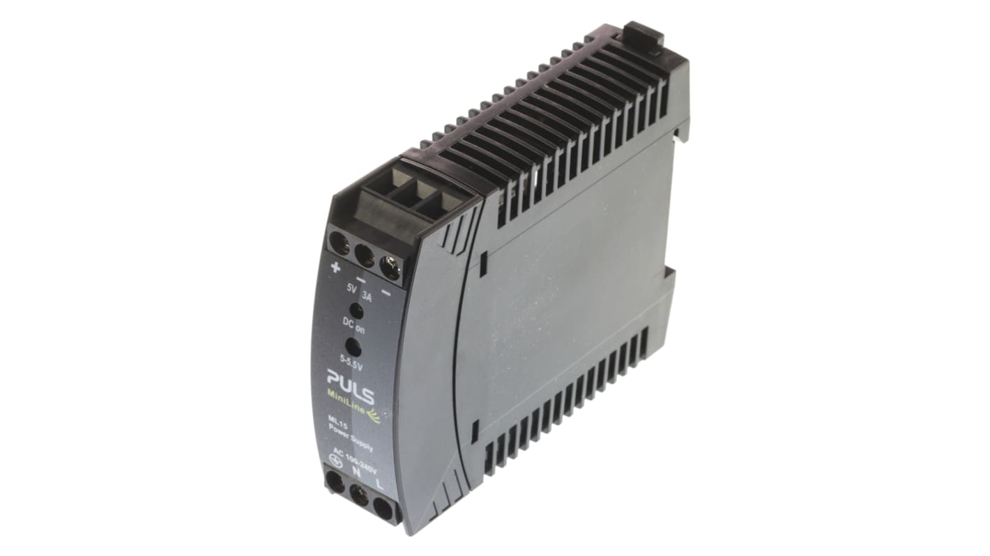 PULS MiniLine MLY Switch Mode DIN Rail Power Supply, 100 → 240V ac ac, dc Input, 5V dc dc Output, 3A Output, 15W