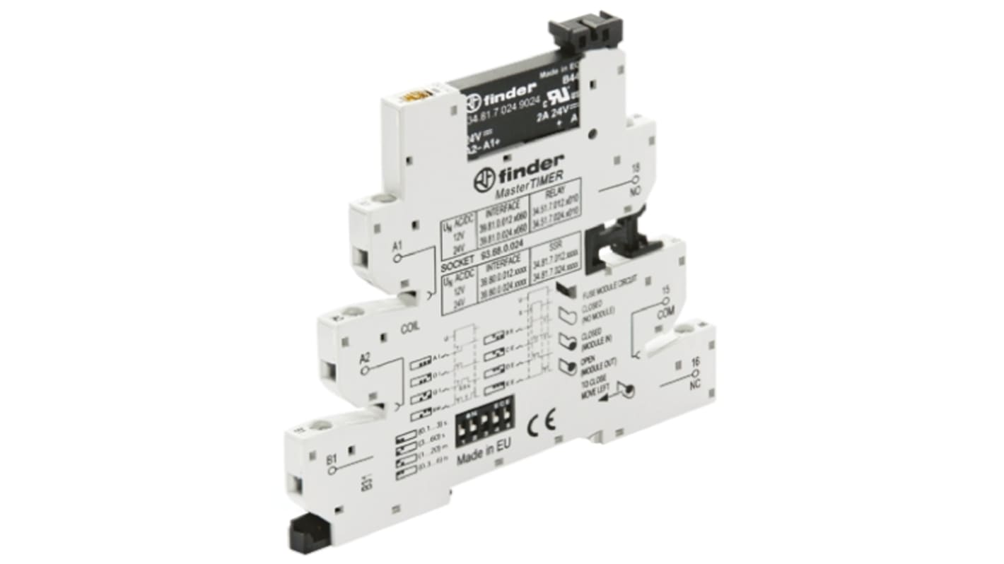 Finder DIN Rail Solid State Interface Relay, 2 A Max Load, 24 V dc Max Load, 13.2 V ac/dc Max Control