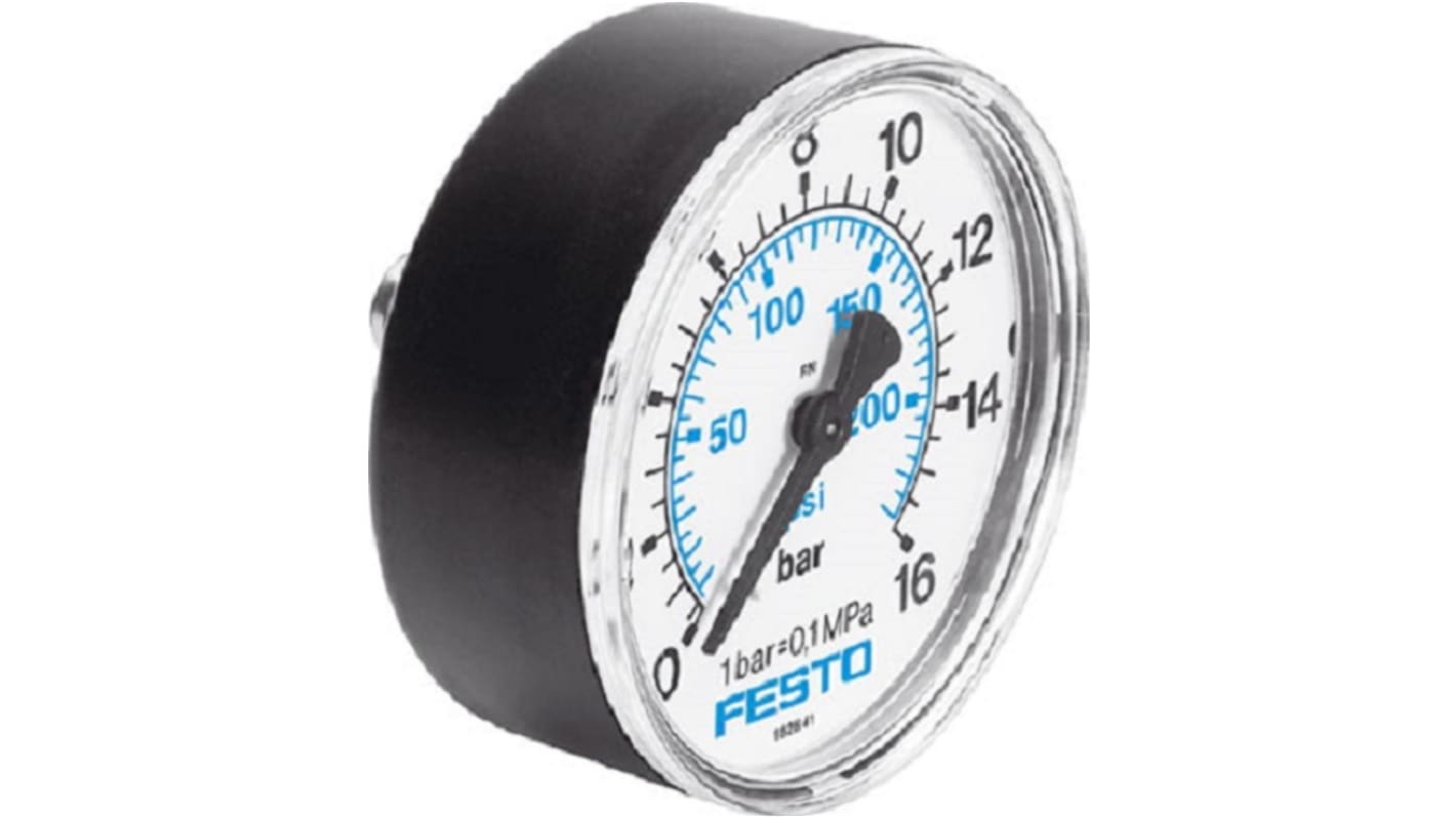 Festo G 1/4 Hydraulic, Pneumatic Pressure Gauge 16bar, MA-50-16-1/4, 0bar min., 356759