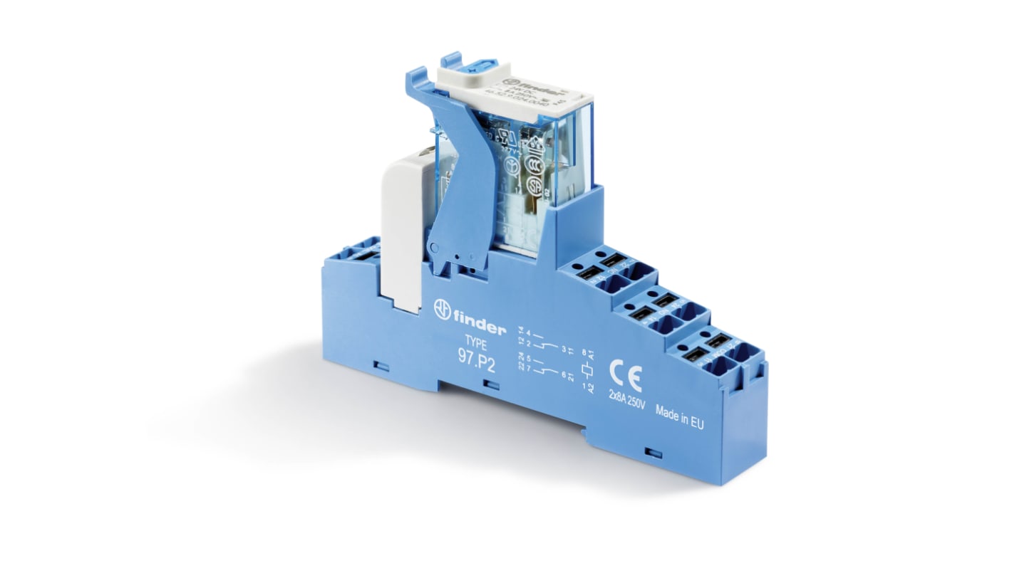 Finder  DIN Rail Mount Interface Relay Module, 48V dc Coil, 16A Load Current, DPDT