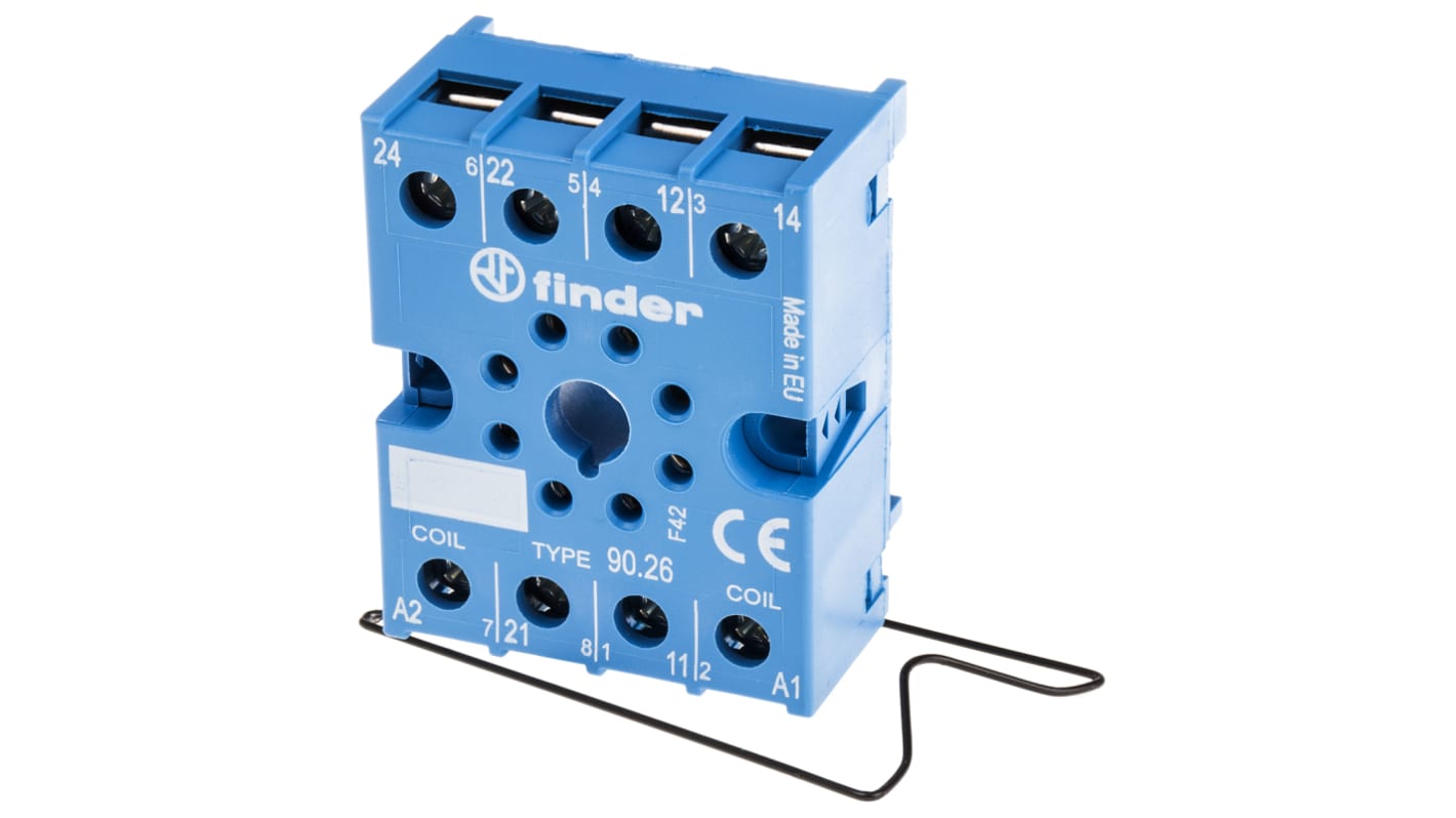 Finder 90 Relay Socket for use with 60.12, DIN Rail, 250V ac