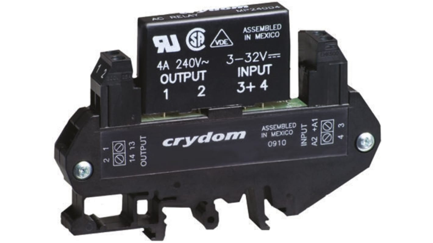 Sensata / Crydom DIN Rail Solid State Interface Relay, 3 A rms Max Load, 280 V Max Load, 32 V Max Control