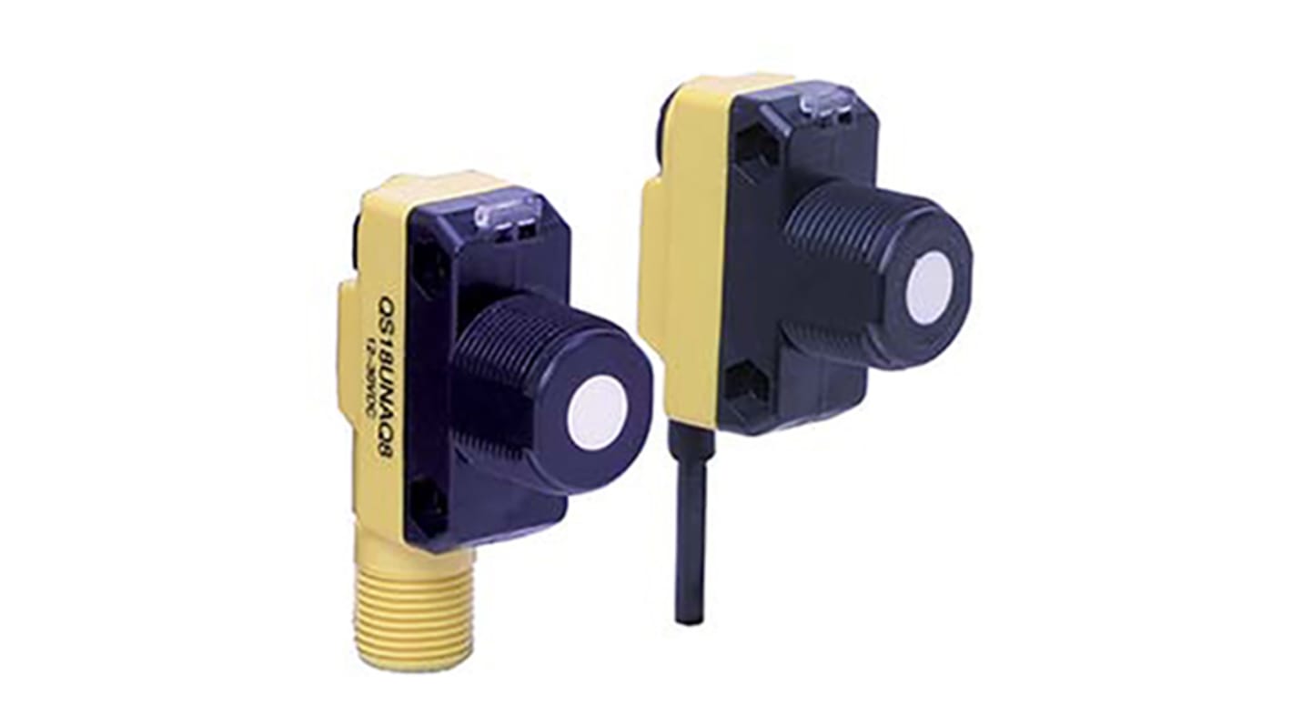 Banner Ultrasonic Block-Style Proximity Sensor, M18 x 1, 50 → 500 mm Detection, NPN Output, 12 → 30 V dc,