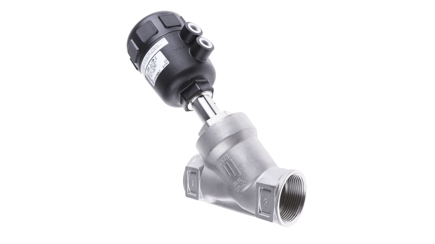 Burkert Angle type Pneumatic Actuated Valve, G 1-1/2in, 16 bar