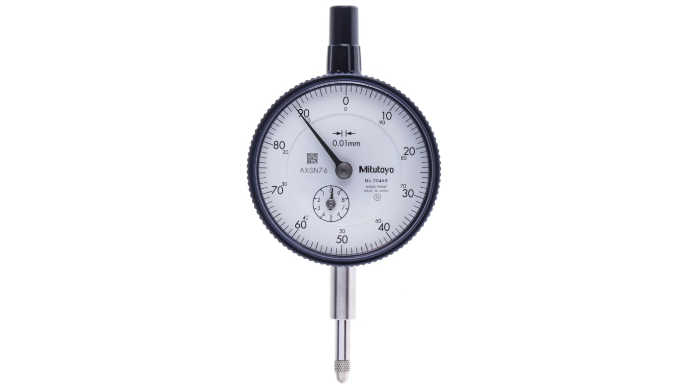 Mitutoyo 2046AMetric Dial Indicator, -10 → +10 mm Measurement Range, 0.01 mm Resolution , ±12 μm Accuracy