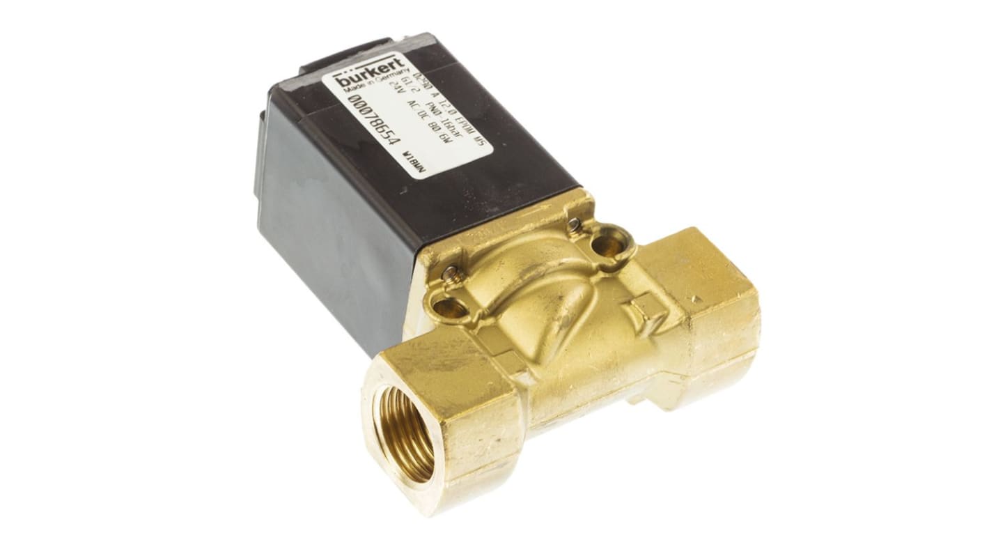 Burkert Solenoid Valve 078654, 2 port(s) , NC, 24 V ac/dc, 1/2in