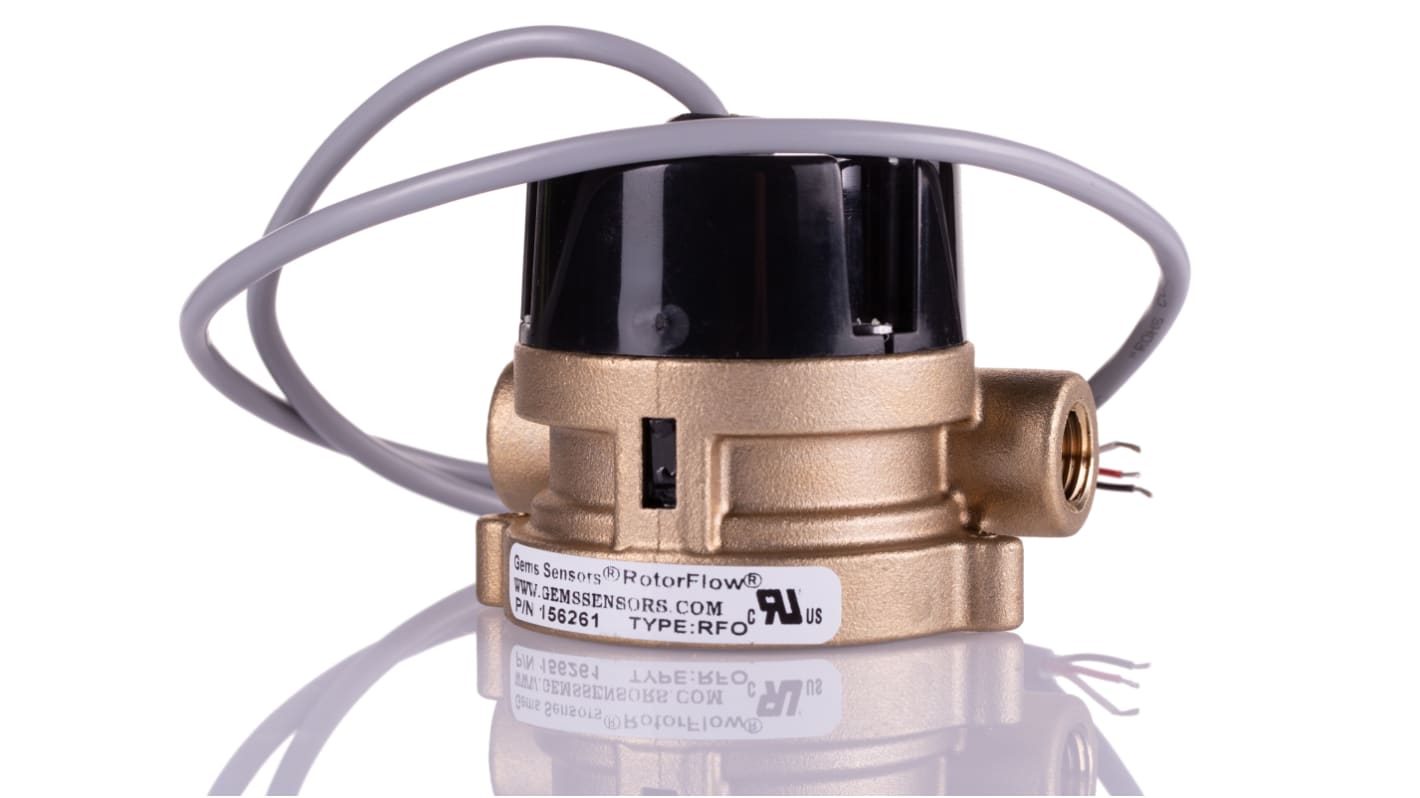 Gems Sensors RFO Series RotorFlow Electronic Flow Sensor for Liquid, 0.1 gal/min Min, 5 gal/min Max