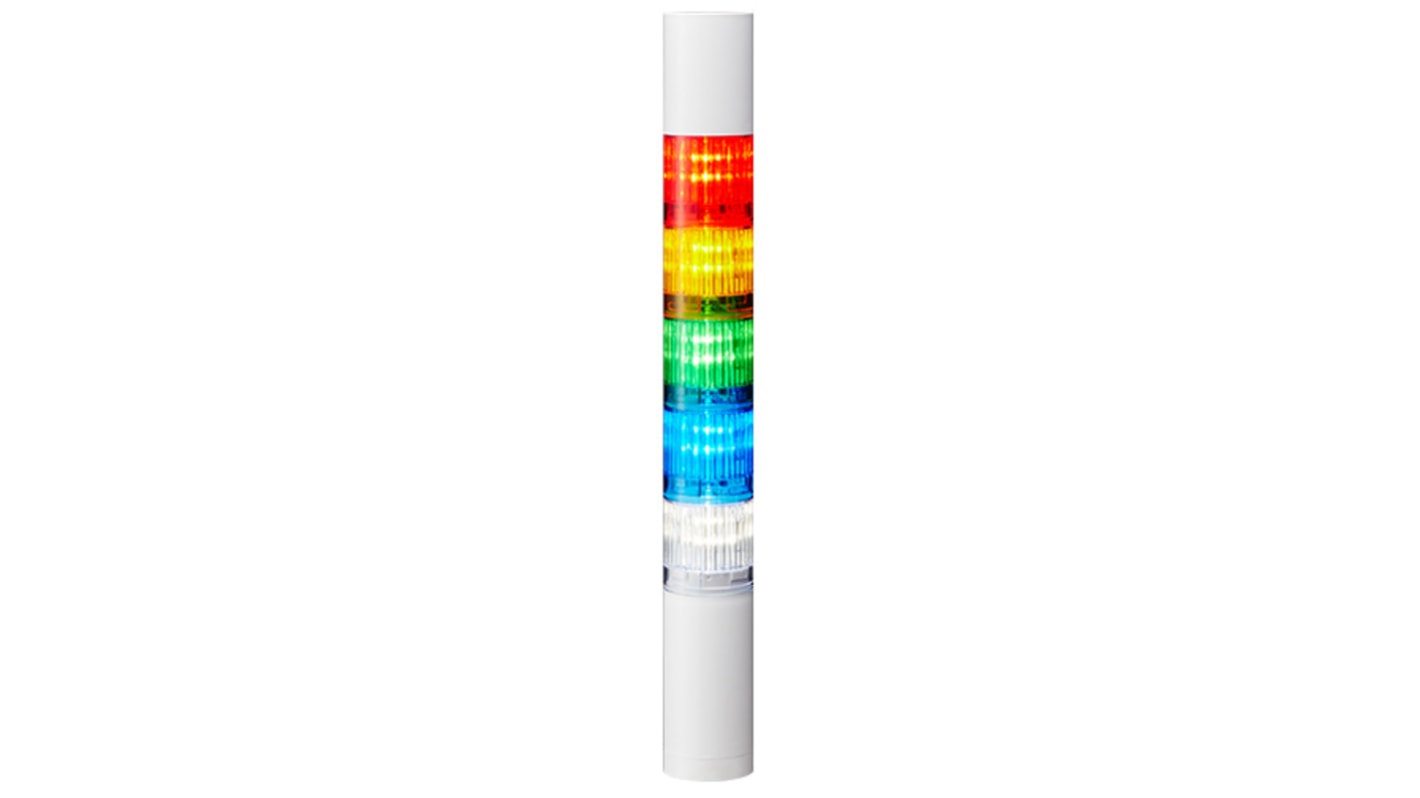 Patlite LR4 Series Coloured Buzzer Signal Tower, 5 Lights, 24 V dc, Direct Mount