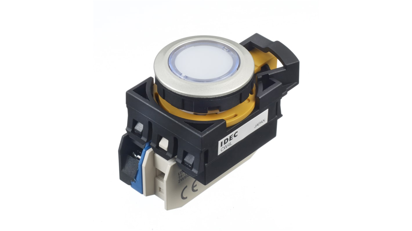Idec CW Series Illuminated Push Button, Panel Mount, SPST, 22mm Cutout, IP65