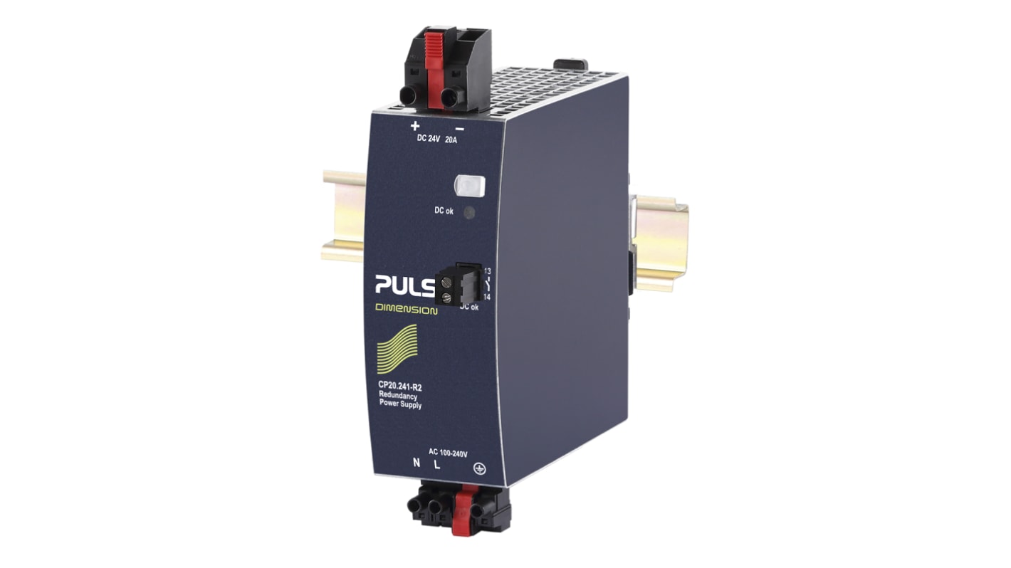 PULS CP Redundancy Module DIN Rail Power Supply, 100 → 240V ac ac, dc Input, 24V dc dc Output, 20A Output, 480W