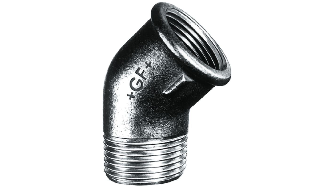 Georg Fischer Black Oxide Malleable Iron Fitting, 45° Elbow, Male BSPT 1/2in to Female BSPP 1/2in