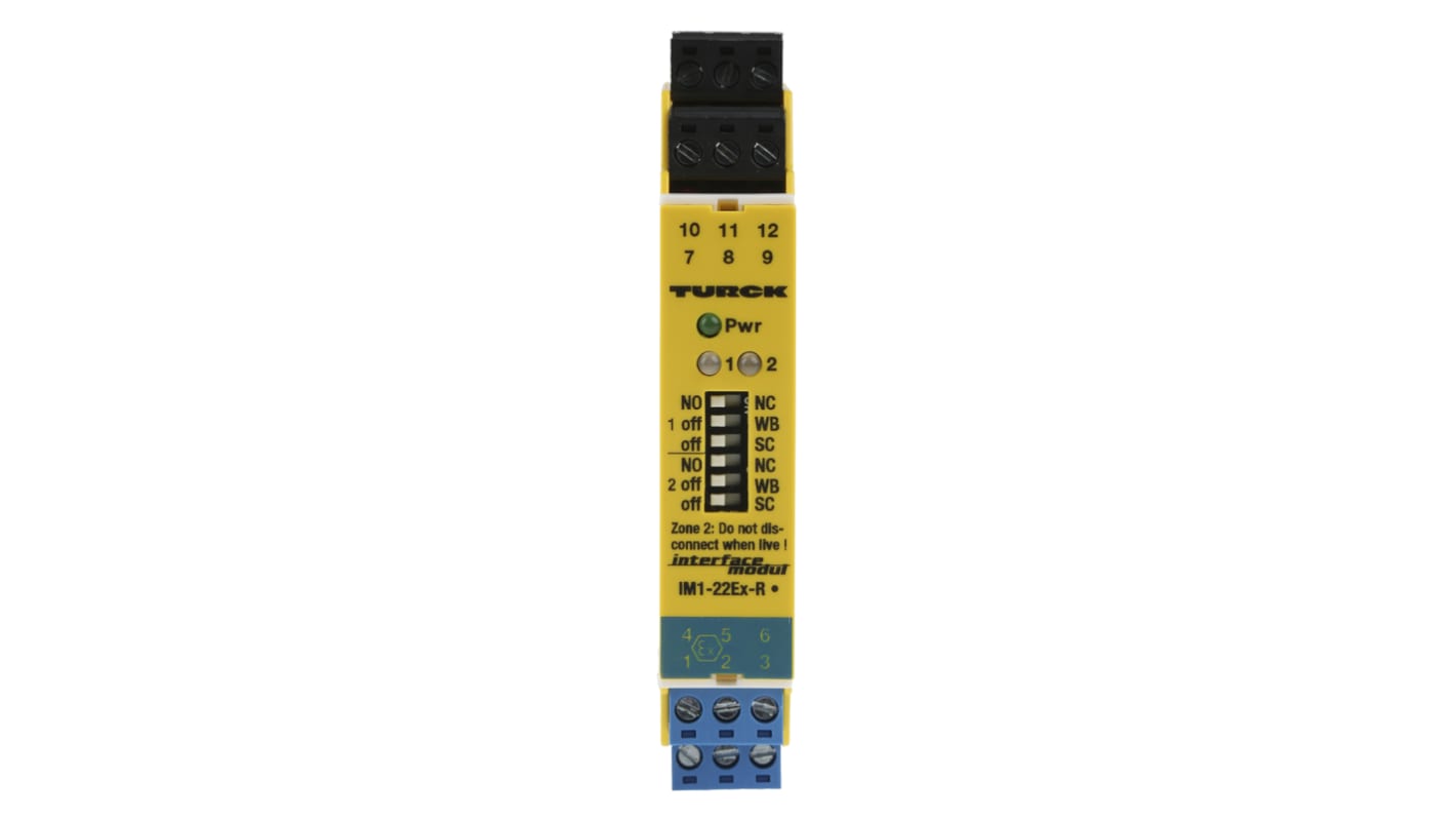 Turck 2 Channel Galvanic Barrier, Isolating Amplifier, NAMUR Sensor, Switch Input, Relay Output, ATEX, IECEx