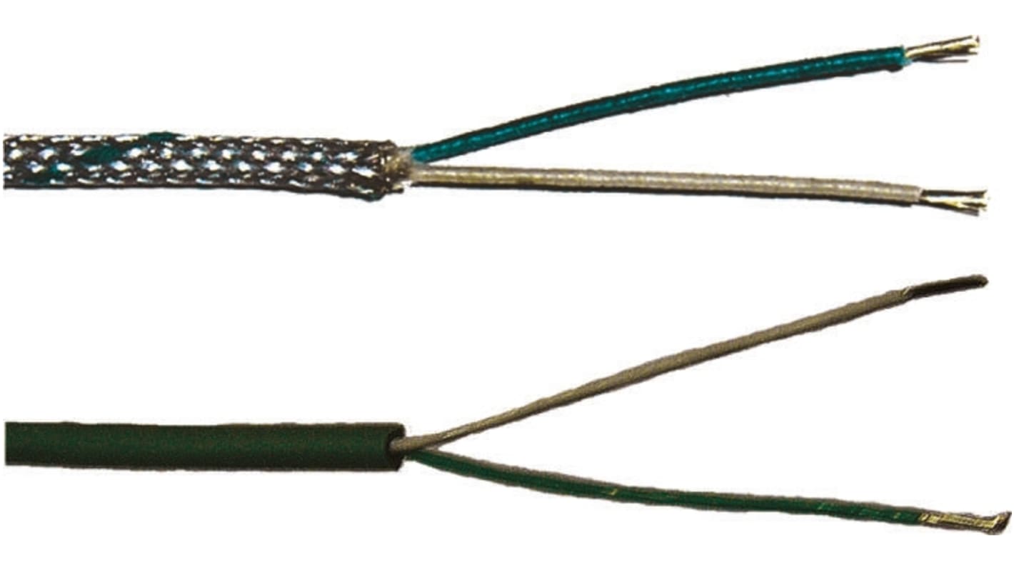 Jumo Type K Thermocouple & Extension Wire, 10m, Unscreened, Fibreglass Insulation, +350°C Max