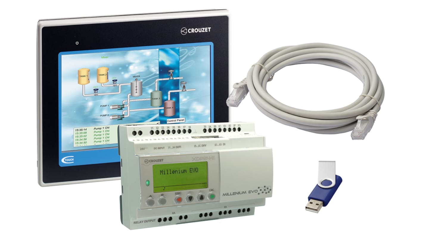 Crouzet Millenium Evo PLC CPU - 12 Inputs, 8 Outputs, Relay, For Use With Logic Controllers, Ethernet Networking, USB