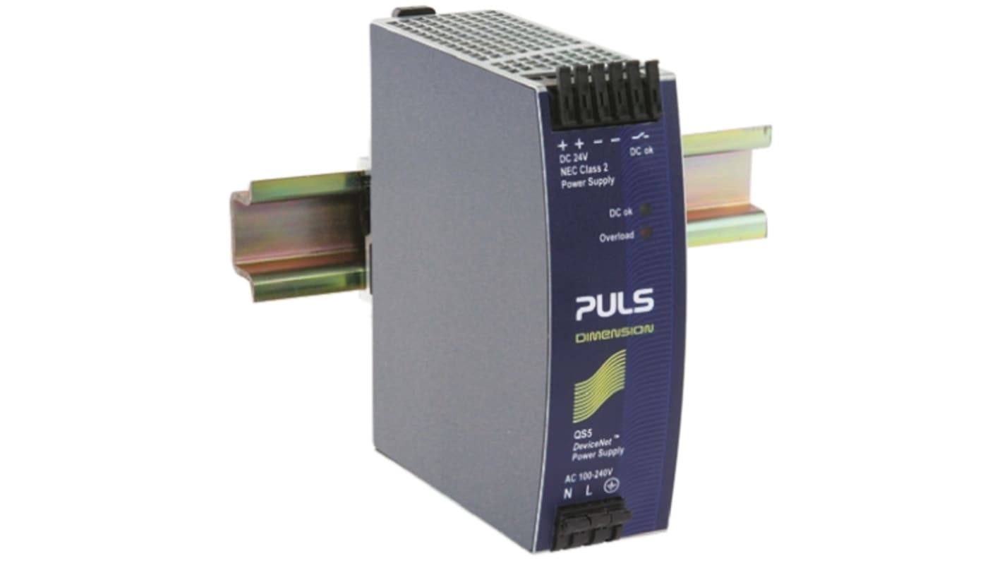 PULS DIMENSION Q Switch Mode DIN Rail Power Supply, 100 → 240V ac ac, dc Input, 24V dc dc Output, 3.8A Output,
