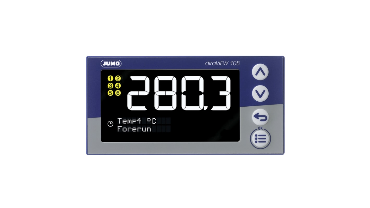 Jumo diraVIEW LCD, Segment Digital Panel Multi-Function Meter for Pressure, Temperature, 96mm x 48mm