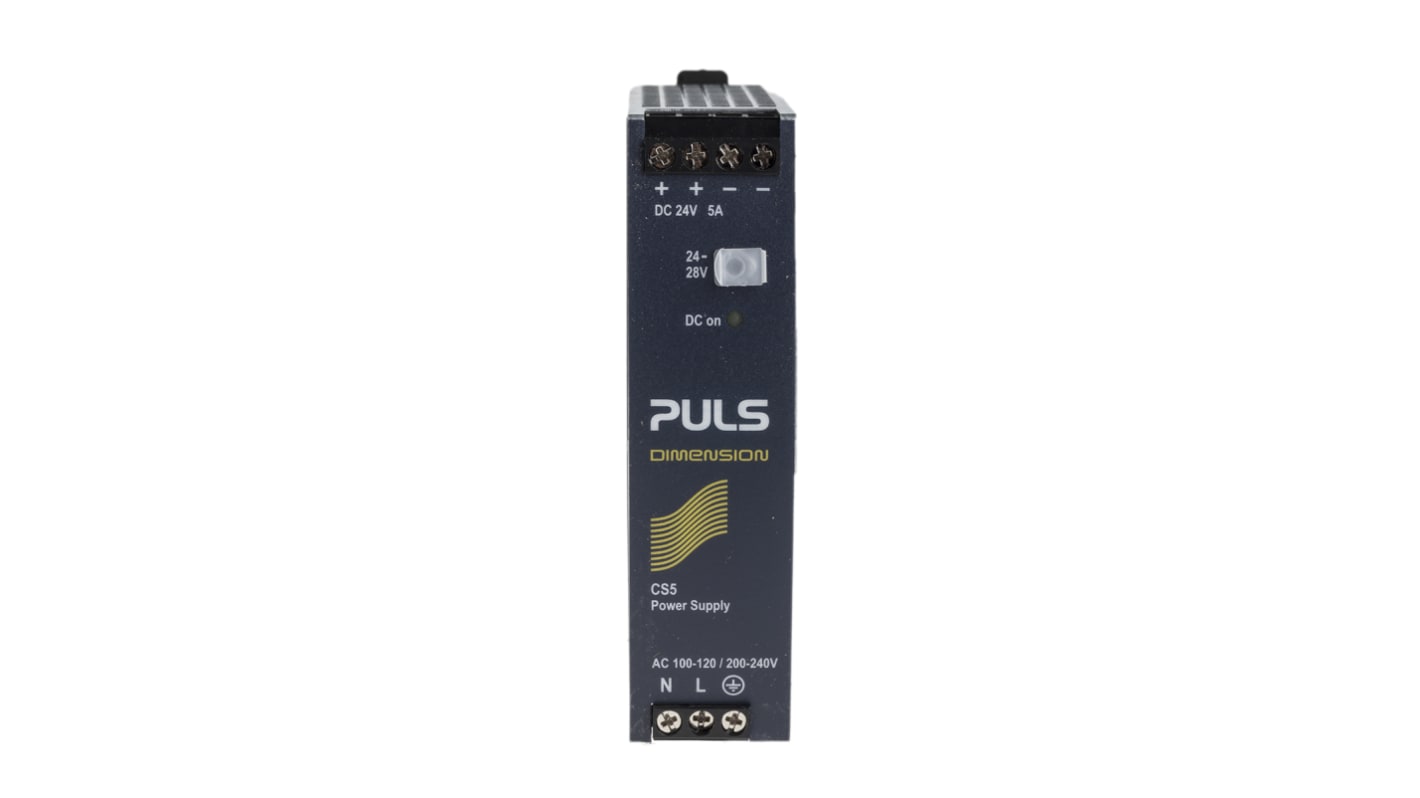 PULS C-Line DIN Rail Power Supply, 100 → 120V ac ac Input, 24V dc dc Output, 5A Output, 120W