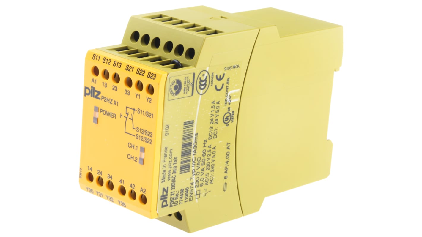 Pilz P2HZ X1 Series Dual-Channel Two Hand Control Safety Relay, 230V ac, 3 Safety Contact(s)