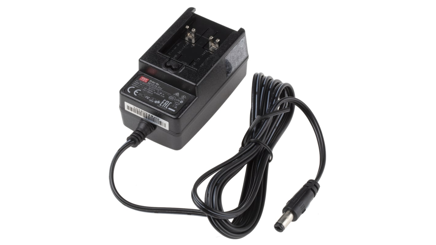 Mean Well 12W Plug-In AC/DC Adapter 15V dc Output, 800mA Output