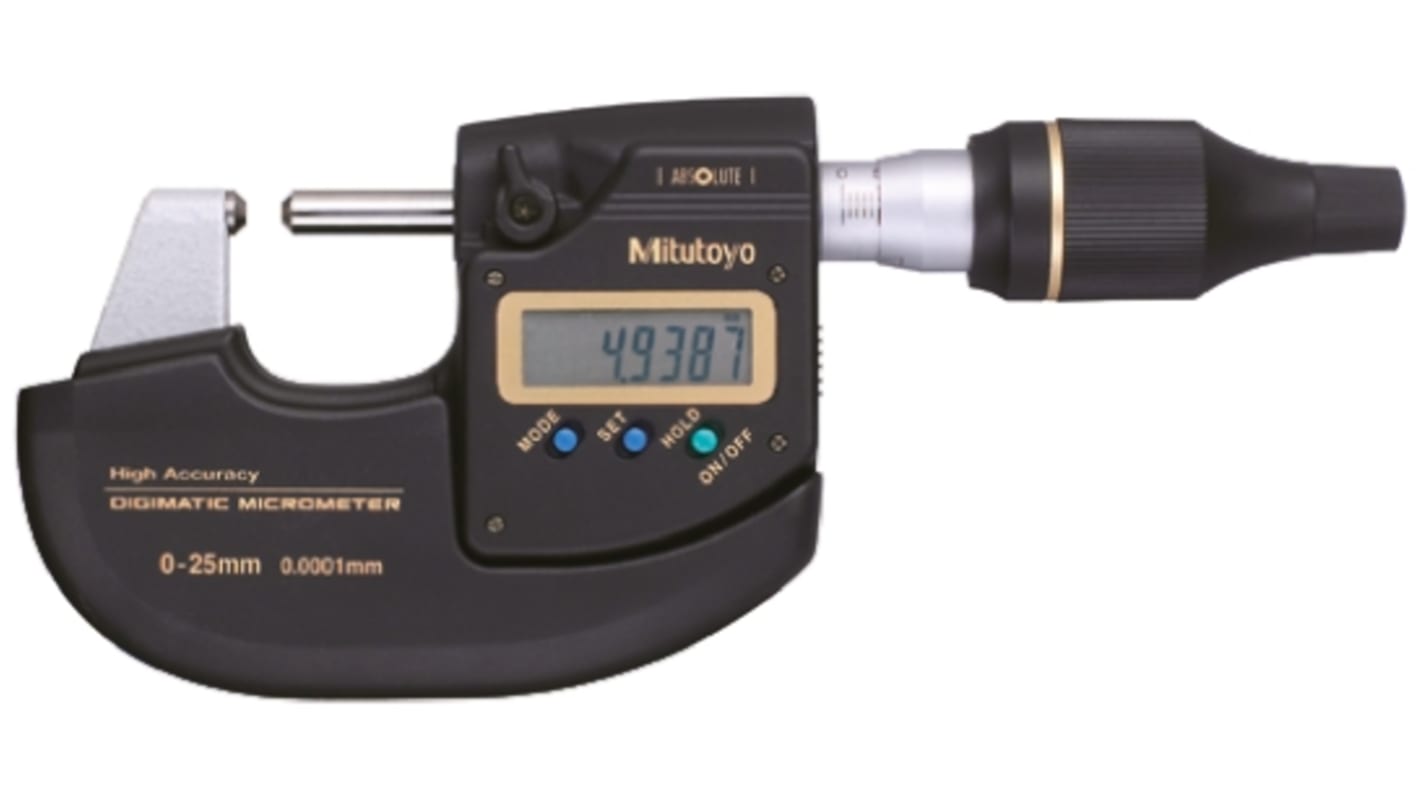 Mitutoyo 293-100-10 External Micrometer, Range 0 mm →25 mm