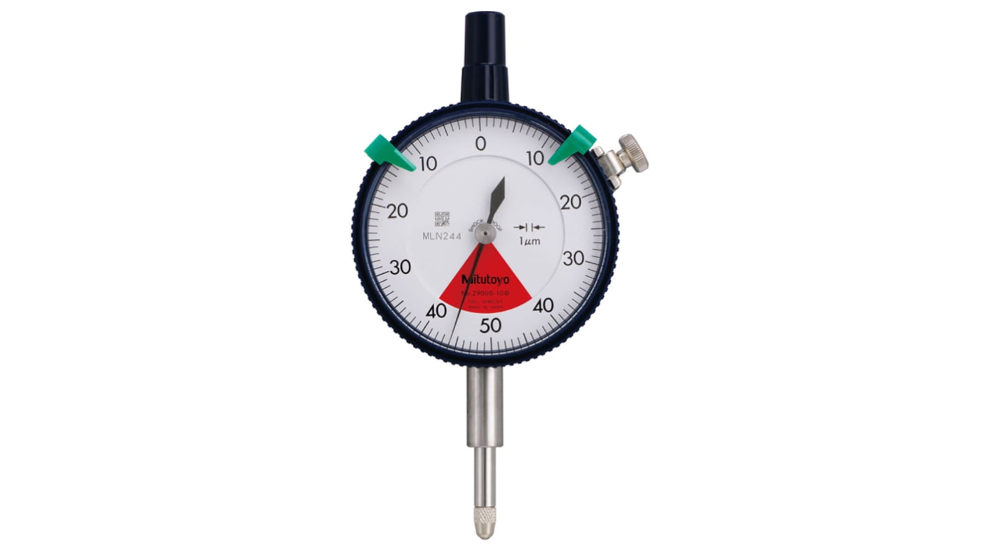 Mitutoyo 2900S-10Metric Dial Indicator, 0.08 mm Measurement Range, 0.001 mm Resolution