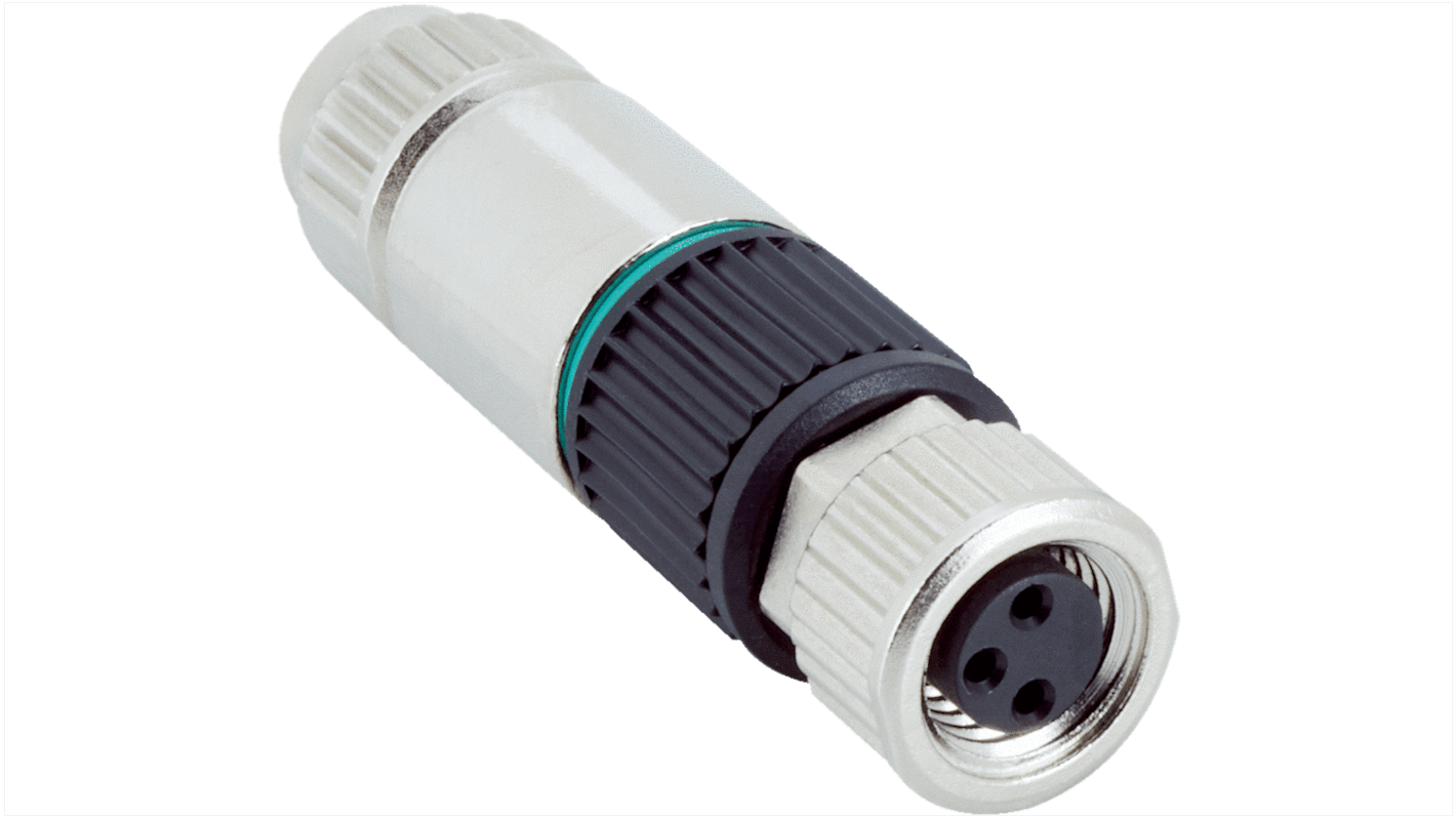 Connector, 3 Contacts, Cable Mount, M8 Connector, Plug, Female, IP67