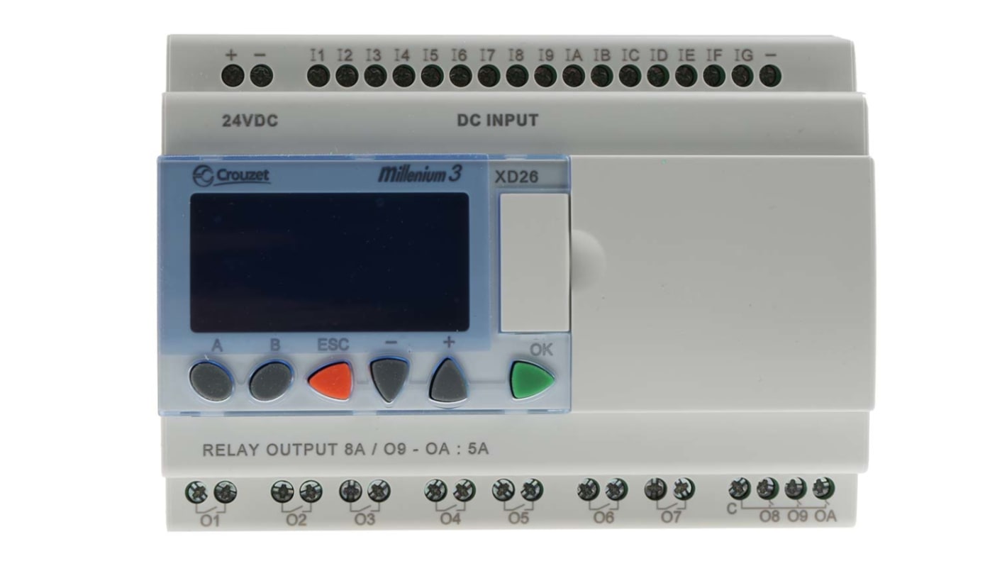 Crouzet, XD26, Logic Control - 16 Inputs, 10 Outputs, Relay, For Use With XD26 Series