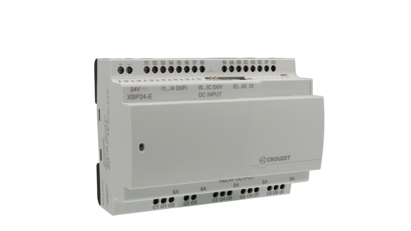 Crouzet, XBP24-E, PLC CPU - 16 (Digital) Inputs, 8 Outputs, Relay, For Use With PLC, Ethernet Networking, Ethernet, USB