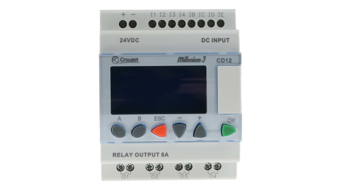 Crouzet, CD12, Logic Control - 8 Inputs, 4 Outputs, Relay, For Use With CD12 Series, Computer, Operating Panel Interface