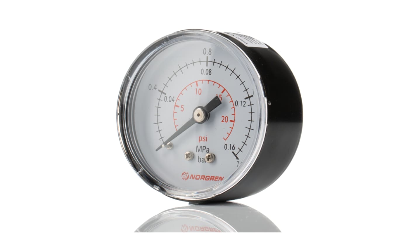 IMI Norgren Dial Analogue Positive Pressure Gauge 1.6bar, 18-015-010, 0bar min.