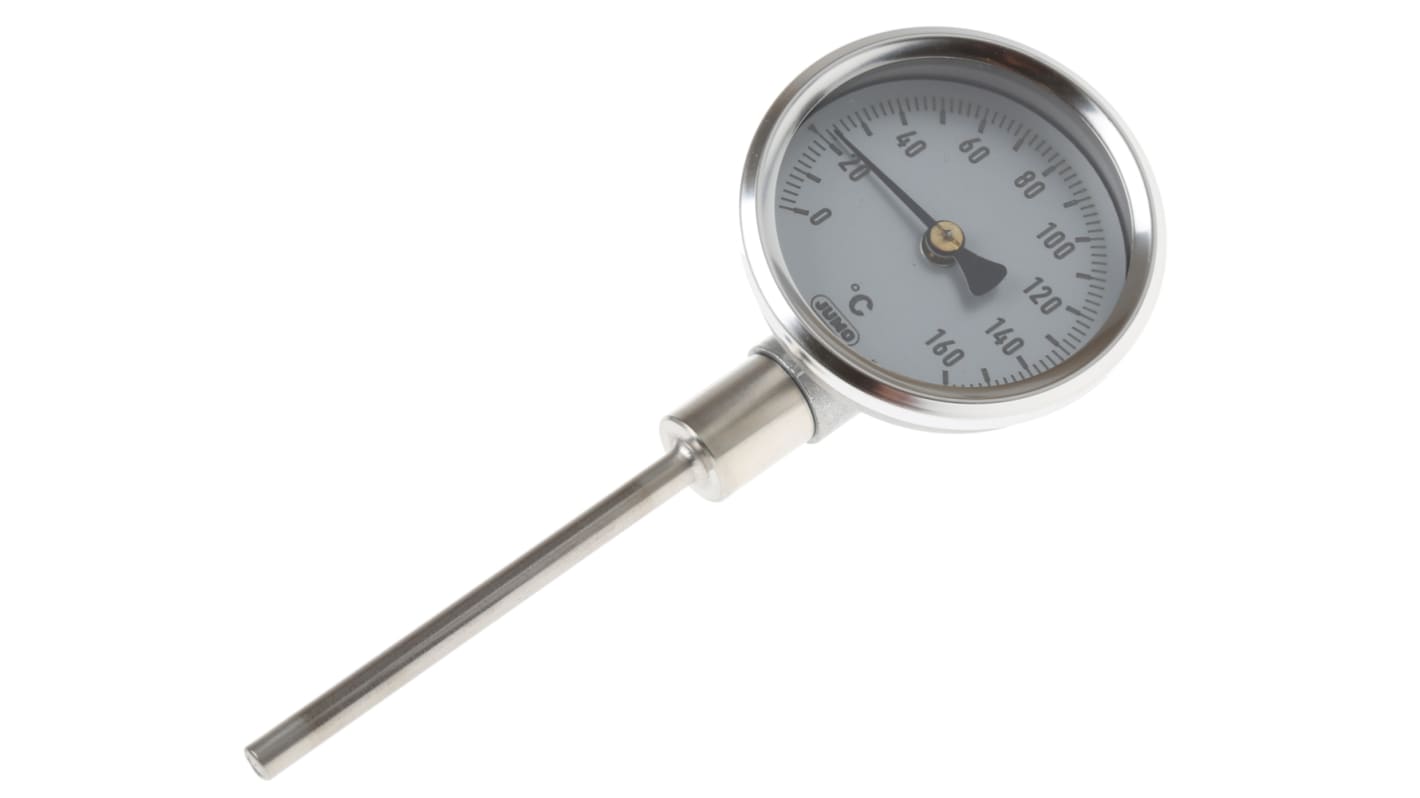 Jumo Immersion Dial Thermometer 0 → +160 °C, 608002/0001