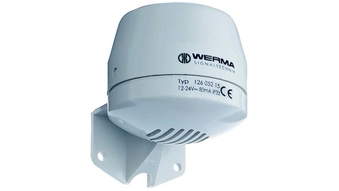 Werma 126 Series Grey 4-Tone Electronic Sounder, 12 → 24 V, 105dB at 1 Metre, IP65