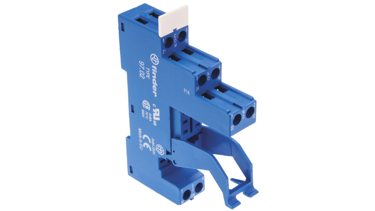 Finder 97 Relay Socket for use with 46.52 Series Relay 8 Pin, DIN Rail, 250V ac