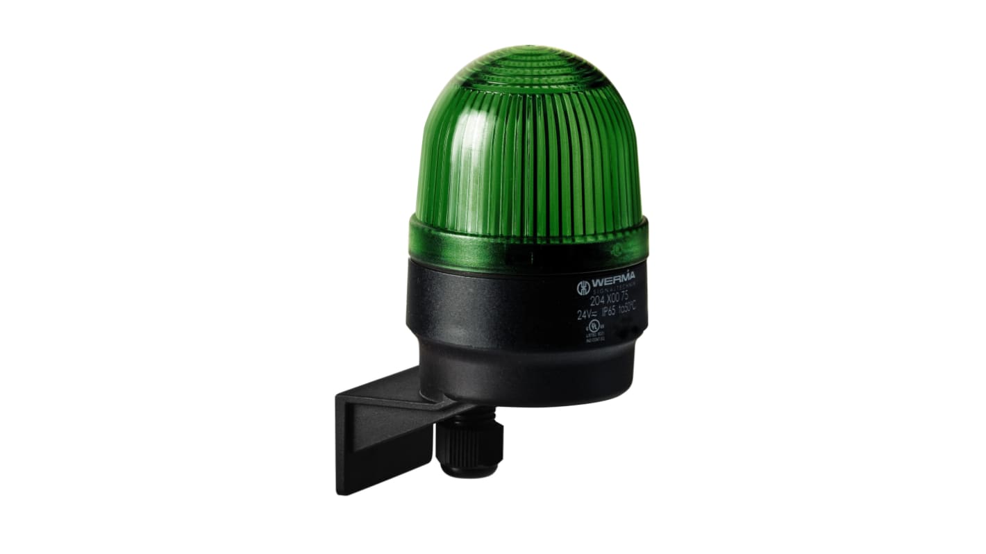 Werma 204 Series Green Continuous lighting Beacon, 230 V, Wall Mount, LED Bulb