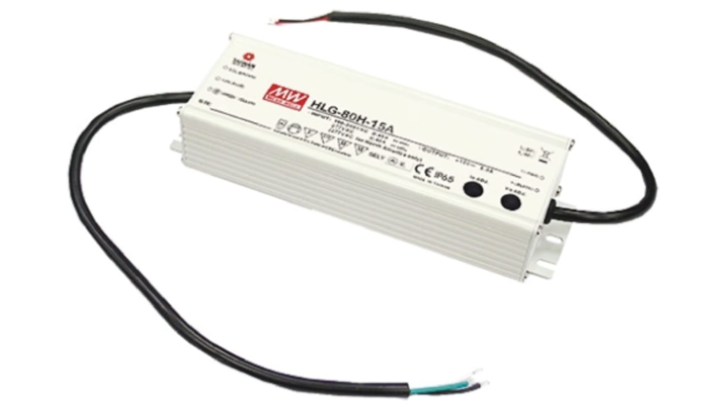 Mean Well LED Driver, 12V Output, 80W Output, 5A Output, Constant Voltage Dimmable