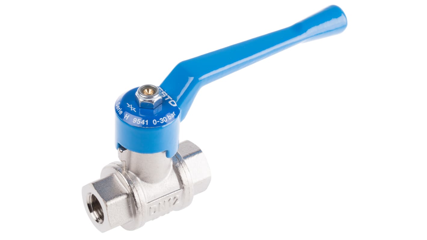 Festo Brass 2 Way, Ball Valve, G 6.35mm, 10mm, -0.95 → 30bar Operating Pressure