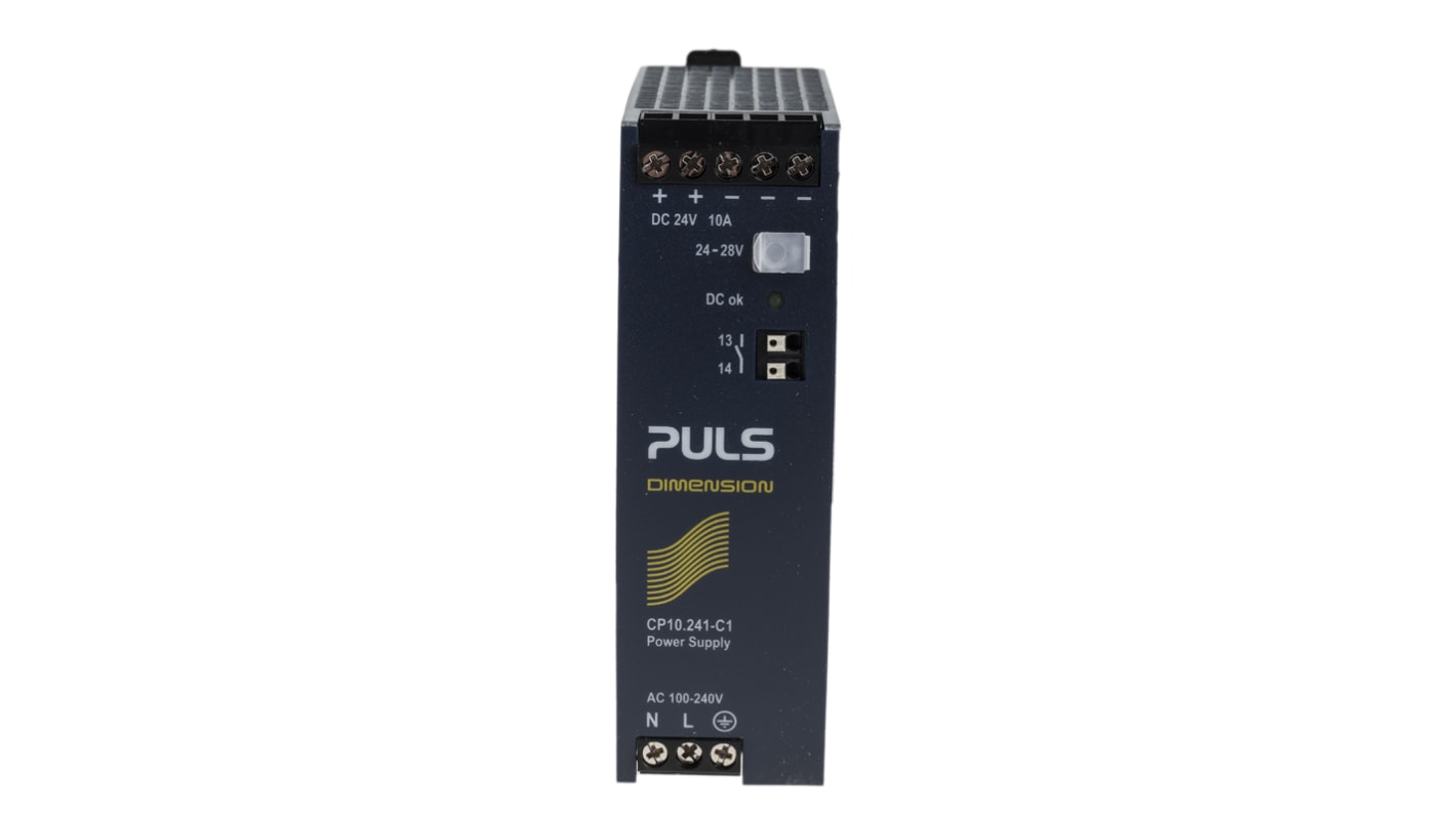 PULS CP DIN Rail Power Supply, 100 → 240V ac ac, dc Input, 24V dc dc Output, 10A Output, 240W