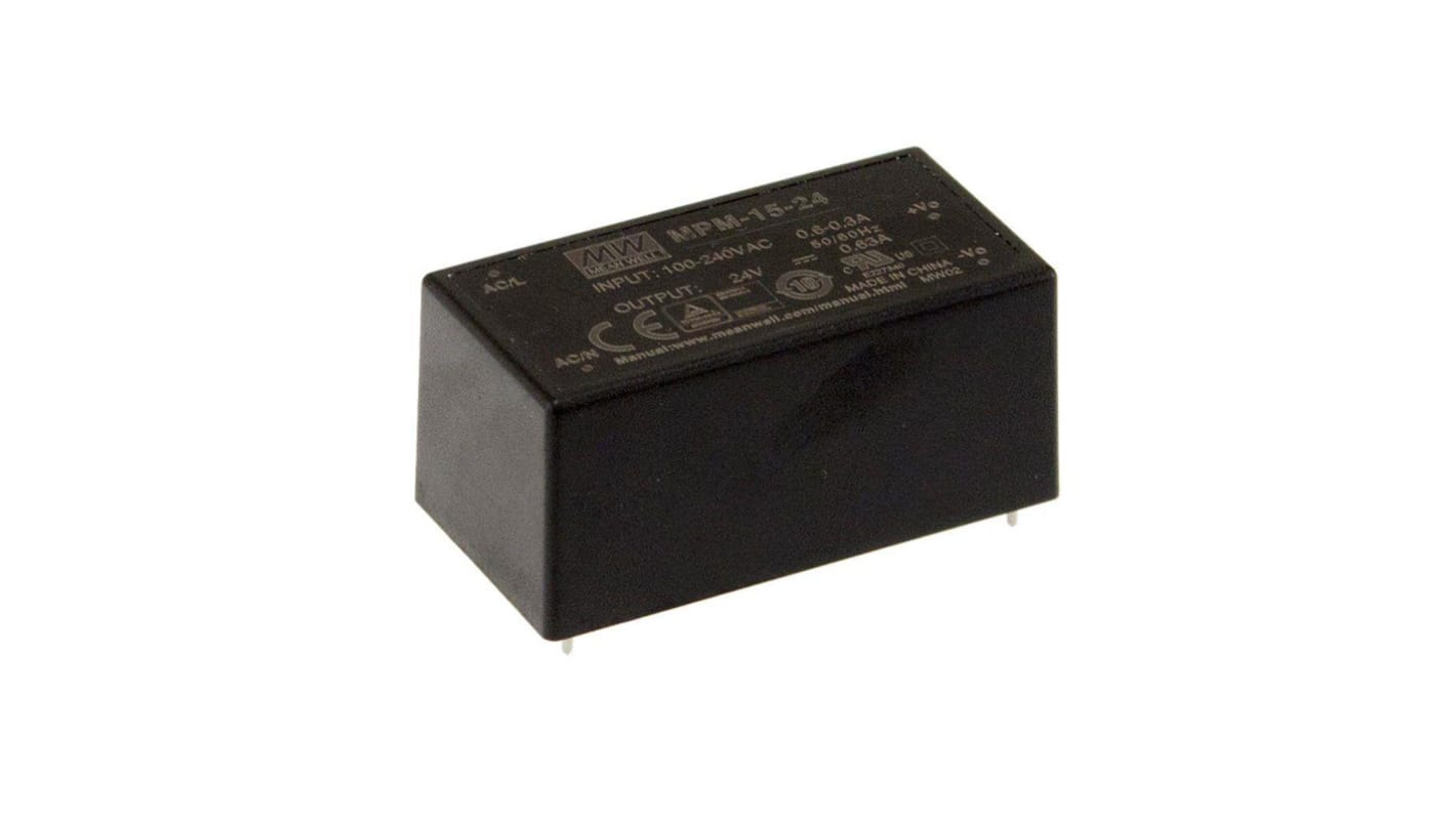 Mean Well Switching Power Supply, 12V dc, 1.25A, 15W, 1 Output 80 → 264V ac Input Voltage