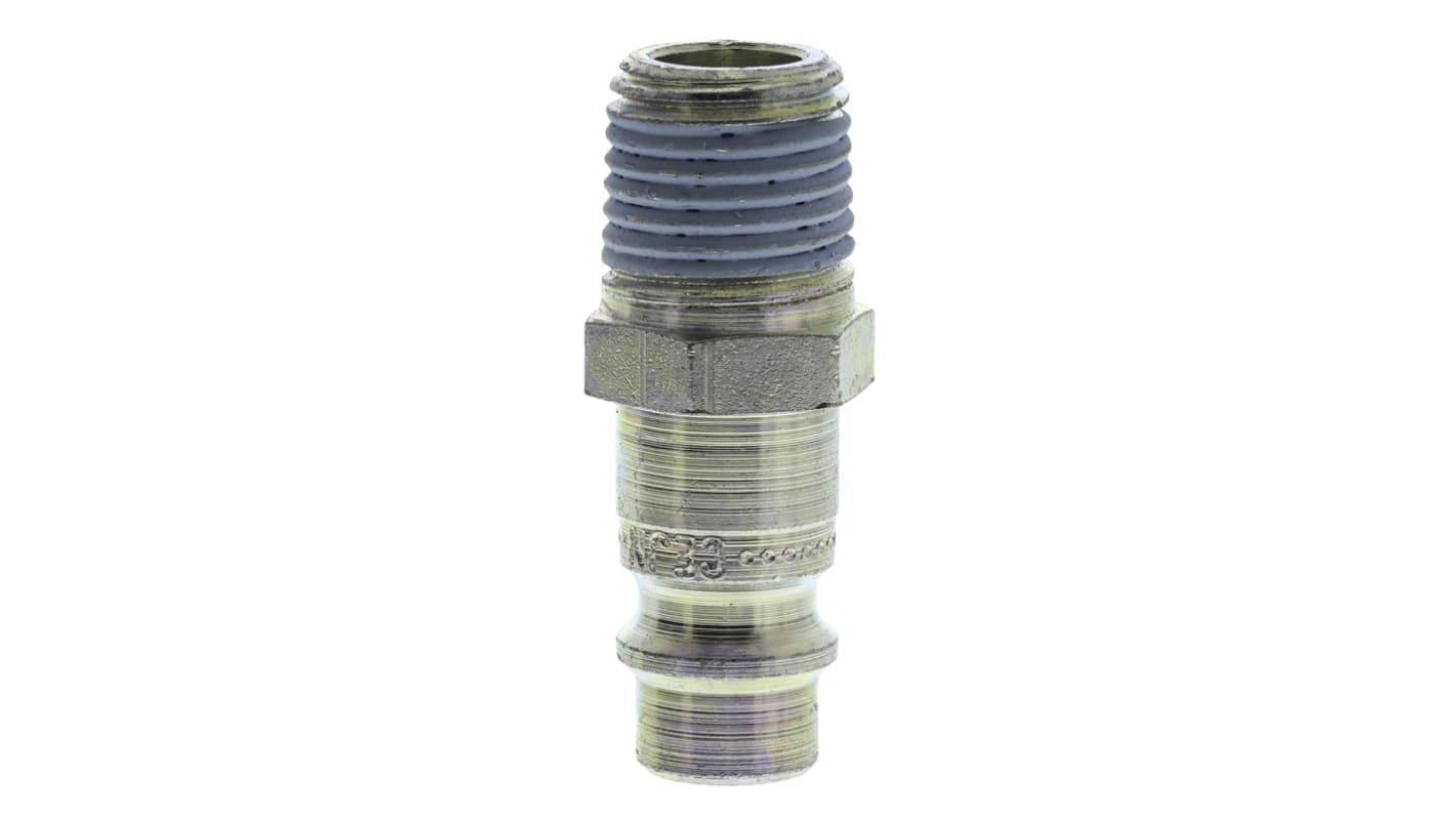 CEJN Steel Male Pneumatic Quick Connect Coupling, R 1/4 Male Threaded