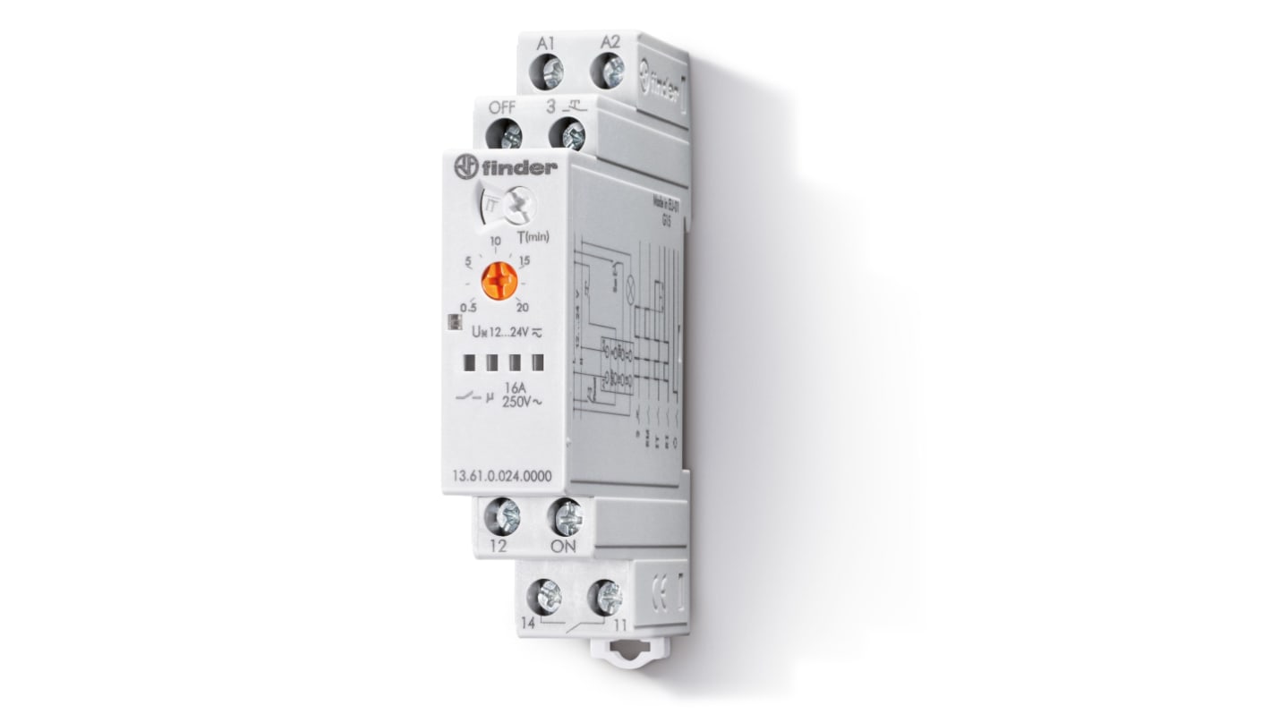 Finder DIN Rail Monostable Relay, 12 → 24V ac/dc Coil, 16A Switching Current, SPDT