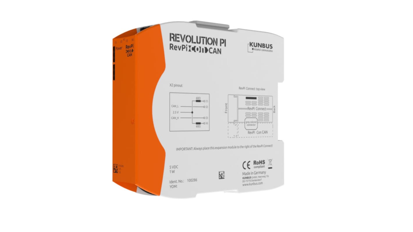 Kunbus PLC Expansion Module for use with RevPi Connect(+), 110.5 x 22.5 x 96 mm, REVOLUTION PI